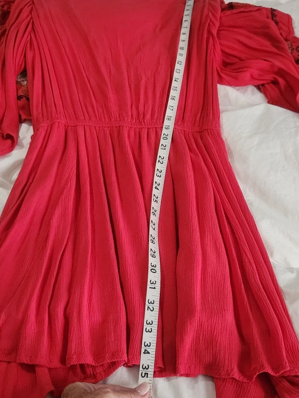 Free People Cora Dress Embroidered Red/orange Mini Cover Up Size Medium